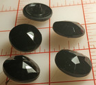 12 Vintage Jet Black Glass Shank Buttons  Top With Facets  7 8   22mm  Germany