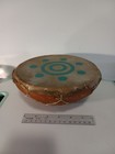 Vintage Native American Indian Hide   Ceramic Hand Rattle Shake Drum 7 5  Dia 