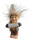 Mini Troll Figurine With Accordion     Wild-haired Fairy Garden Miniature