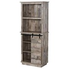 Vintage Wood Grain Freestanding Rustic Kitchen Buffet With Hutch