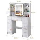 Modern White Vanity Desk W  Sliding Led Mirror 7 Drawers Makeup Dressing Table