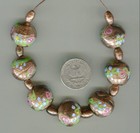 Vintage Antique Venetian Glass Beads Lg Fancy Floral Aventurine Beads