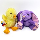 Petco Paw Pals Bean Bag Plush Purple Bunny Yellow Duck Chick Beanie Vtg Lot 2x