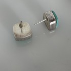 Vintage Navajo Nn Curley Signed Sterling Turquoise Square Earrings 12mm 2b