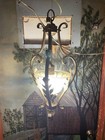 Vtg 1970 s Mcm Retro Bubble Glass Hanging Swag Lamp Smoky Green Elegant Beauty