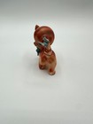 Vintage Japan Ceramic Orange Tabby Kitten Figurine Blue Bow Butterfly Tail Mcm