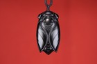 Certified 28 4g 100  Natural Xin Jiang Black Jade Hand Carved Cicada Pendant