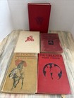 Lot Of 5 Red   Shades Of Red Old Vintage Antique Rare Hardcover Random Books