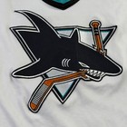 Vintage Ccm San Jose Sharks Nhl Hockey Jersey White Teal Maska Mens Xl Usa Made