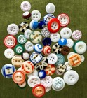 Antique China Buttons Lot Glass Stencil Inkwell Bullseye Calico Shank Luster Vtg