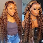 Brown Blonde Ombre Highlights Hair Lace Front Wigs Long Loose Curly Women Party