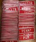 Vintage Novelty Bicycle Plates - Over 100 Names Available  - 1960s - Steel - Red