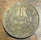 Tunisia 1941 1 Franc Chambers Of Commerce Coinage Km 247 Xf Condition  