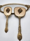 Matson Vanity Set Dresser Tray Mirror Brush Daisy Flower Gold Tone Vtg 40s Usa