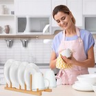 Kitchen Dish Rack Bamboo Wooden Plate Holder Organizer For Pots Bowls Cups An   