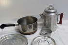 Vintage Childs Kitcheware Toy Toys  Dishes Pan Coffee Pot Lot Of 9