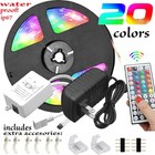5m Rgb 5050 Waterproof Led Strip Light Smd 44 Key Remote 12v Us Power Full Kit