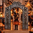 7 Pcs Halloween Cemetery Archway Tombstones Skeleton Set Cemetery