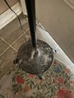 Antique Ornate Wrought cast Iron Twisted Black Metal Bridge Arm Floor Lamp 