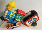 Vintage Retro Tin Toys Metal Schylling Horse Carousel Push spin Train   Dog Horn