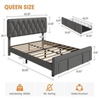 Full Queen King Size Bed Frame Upholstered Headboard Platform W  Storage Drawers