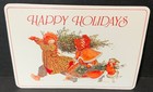 Vtg 1989 American Greetings Holly Hobbie Christmas Postcard  Unused Girls   Dog