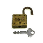 Vintage Small Ionic 6 Brass Padlock With Key - Tested   Working