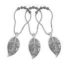 Set Of 12 Silver Leaves Decorative Shower Curtain Hooks Stainless Steel Rings