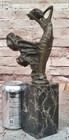 Signed Original Milo Sexy Woman With Flair Bronze Sculpture Marble Base Statue