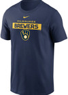 Nike Mens Tee Milwaukee Brewers Navy Blue Cotton Short Sleeve Size Xxl Mlb Nwt