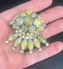 Estate Find Vintage Unsigned Givre Yellow Moonstone And Rhinestone Brooch pin