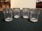 Set Of 4 Vintage Shot Glass Clear Horizontal Lines Paneled Optic 2 25   V-1