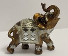 Elephant Figurine Gold   Silver Accents W  Mirror Tiles 5   x5    Resin Statue