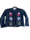 Kobe Kids Santa Snowman Reindeer Embroidered Cardigan Size Xl 7 8