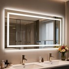 Led Bathroom Mirror Anti-fog Dimmable Bluetooth 3 Color Digital Display 4 Sizes