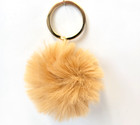 Light Brown Faux Fur Pom Pom Keychain Fluffy Puff Key Ring Bag Charm Accessory
