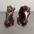 Vtg Mcm Pair Of Hand Painted Brown bronze Ceramic Horse Bookends 6x5x7 5   