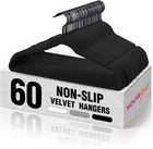 Black Velvet Hangers 60 Pack  Non Slip Felt Hanger  Slim Velvet Clothes Hange   