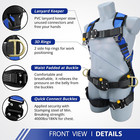 Safety Harness Fall Protection - Roofing Harness Kit Men Full Body Construction 