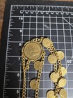 Vtg Napoleon lion Coin Statement Couture Glam Belt Gold Tone Double Sided