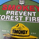 Vintage Smokey Bear Porcelain Sign - Forest Fires Gas Pump Forest Station Sign