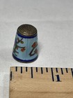 Vintage Cloisonn   Brass   Enamel Collectible Thimble Teal W  Peacock