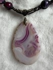 Handcrafted Purple Agate Teardrop Necklace  Bracelet   Earrings Set