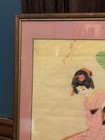 Antique Geisha Original Art Signed Silk Japanese Pink Framed Vtg 