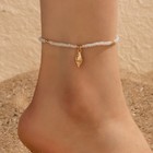 Boho Beach Shell Anklet Set Of 3 Gold Tone Charm Beaded Ankle Bracelets