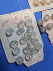 Lot Antique Vintage Small Glass Buttons On Store Cards Self Shank 3 8 