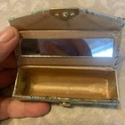Vintage Floral Brocade Lipstick Holder Case With Mirror  Gold Tone Clasp