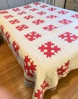 Vintage Antique Hand Pieced Red And White Quilt  Zz662