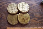 4 Vintage Orange Gold Italian Florentine Wood Drink Glass Coasters 3 5  Italy