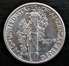 1944 P Mercury Dime Brilliant Uncirculated 90  Silver Coin Gem Bu